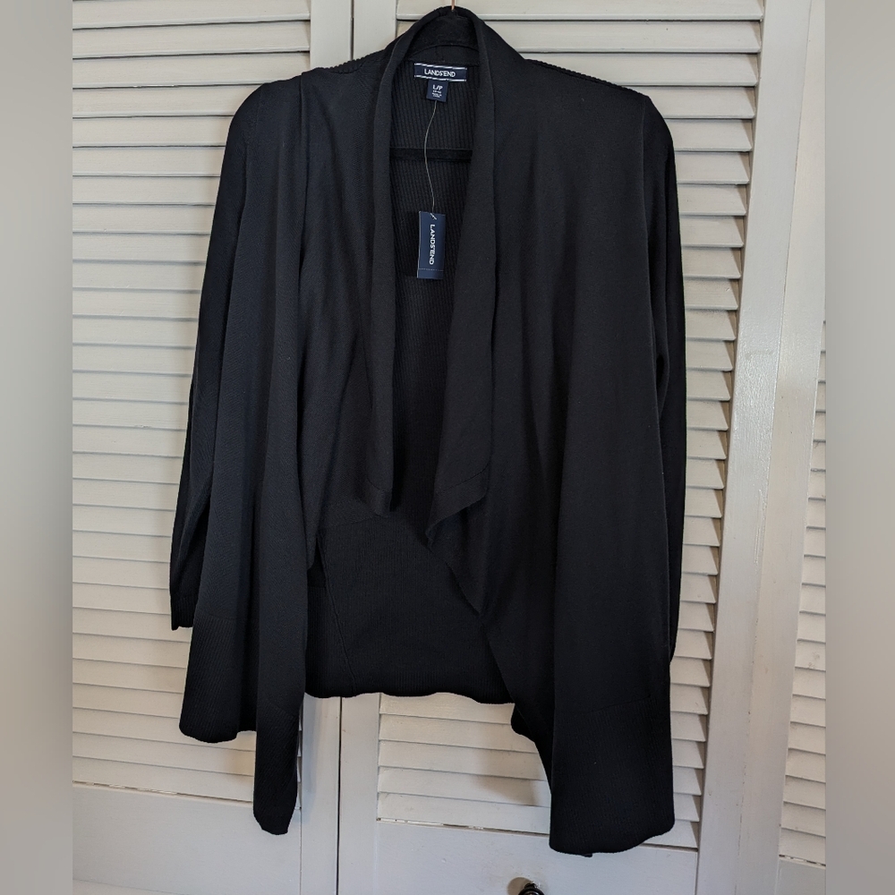 NWT Lands' End Classic Black Cardigan